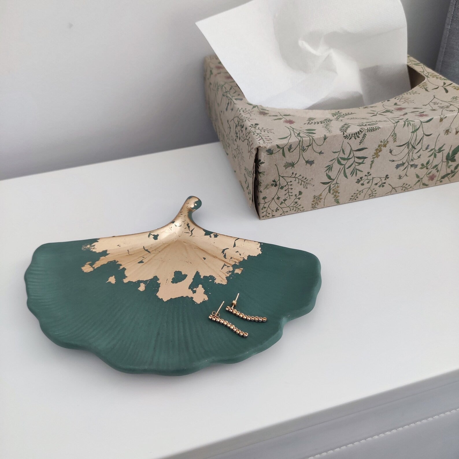 Gingko leaf tray with gold.