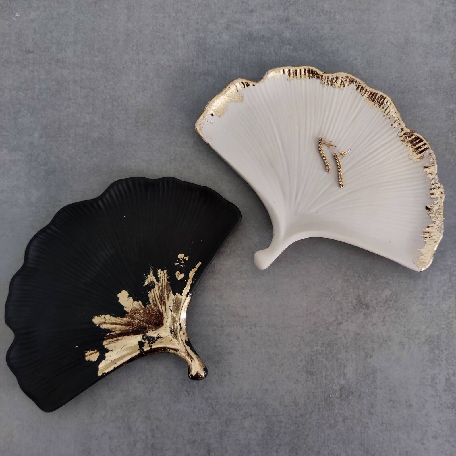 Gingko leaf tray with gold.