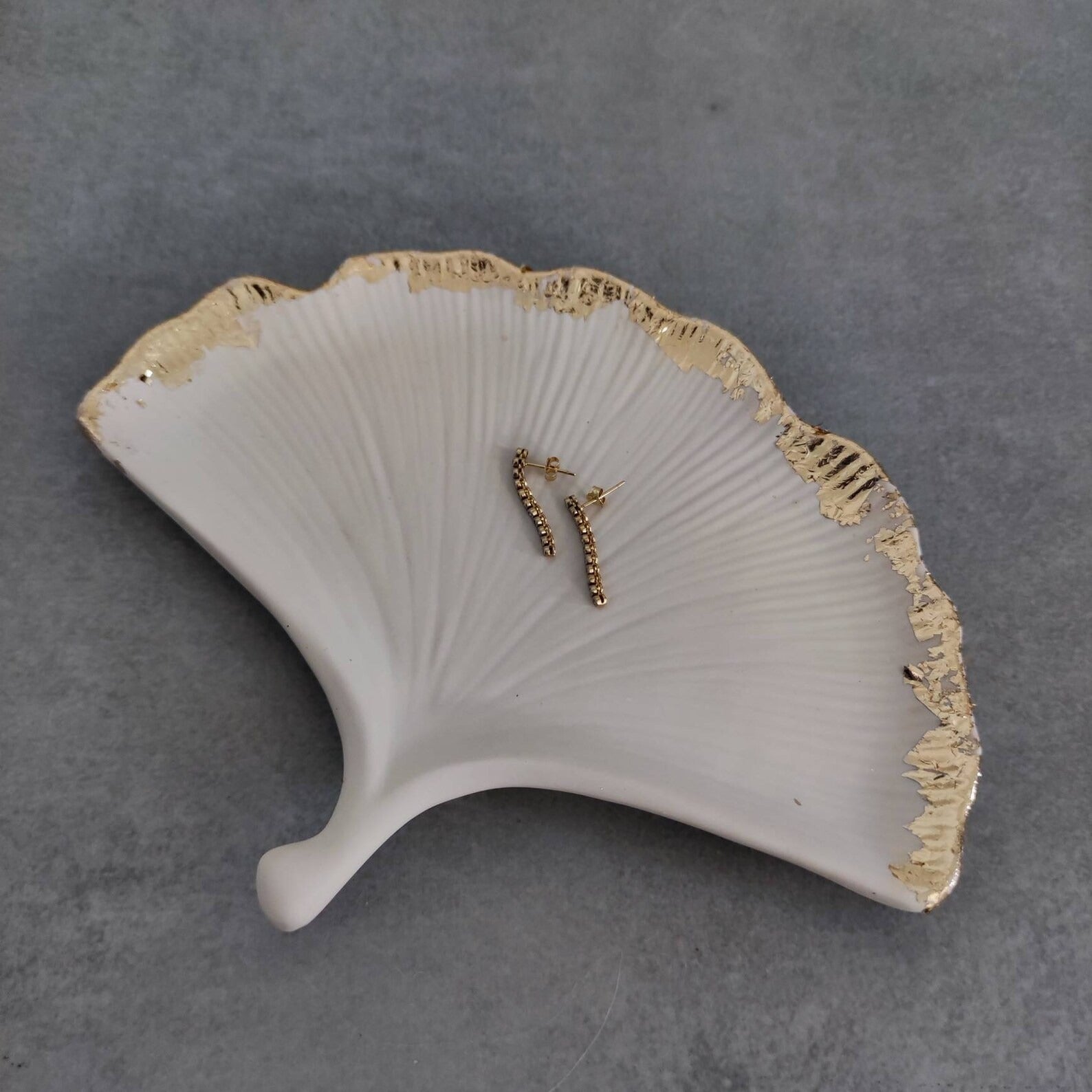 Gingko leaf tray with gold.