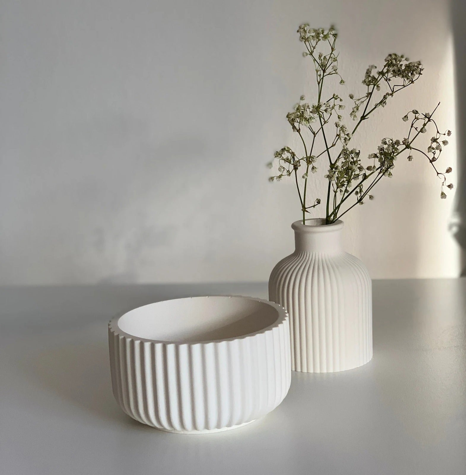 10cm Ribbed Decorative Bowl, Minimalist Bowl, Homeware, Neutral Decor