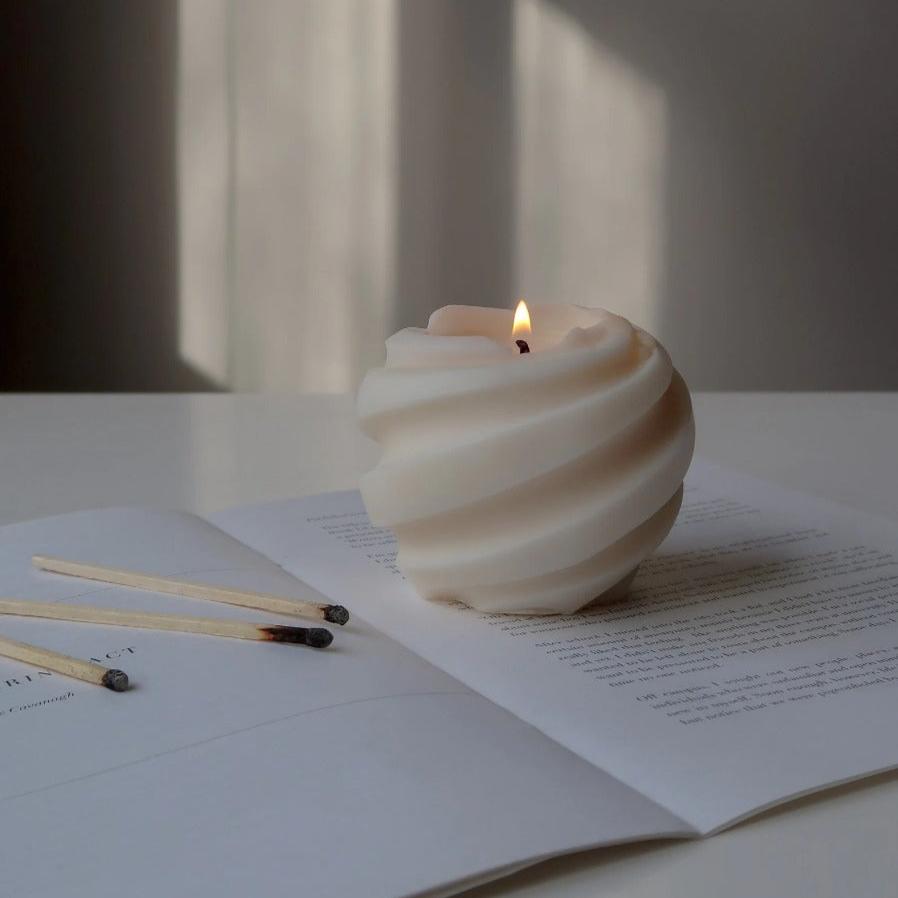 Large sphere candle | Swirl candle | Minimalist coffee table decor