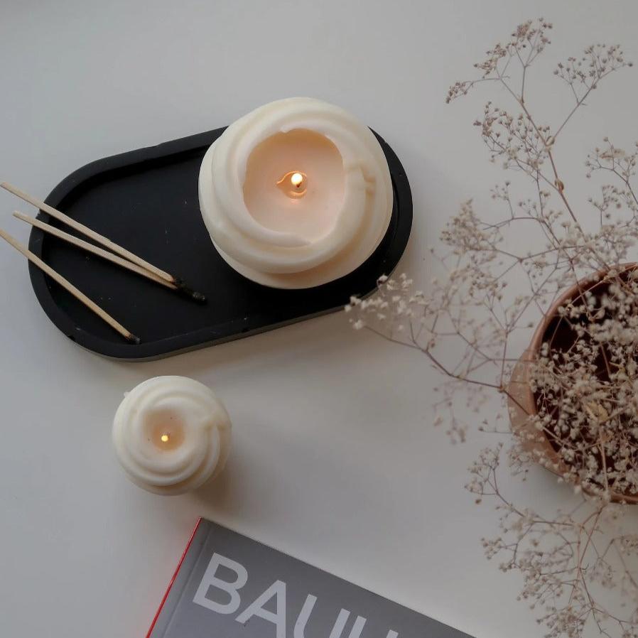 Large sphere candle | Swirl candle | Minimalist coffee table decor