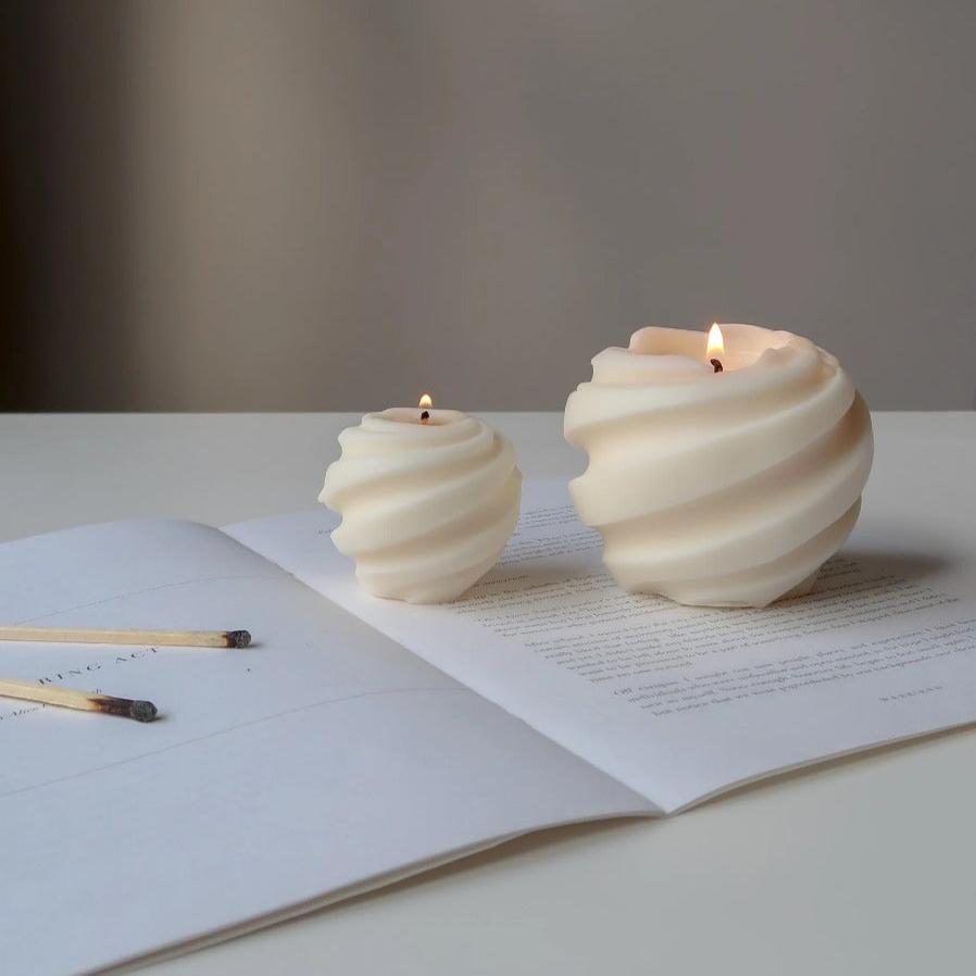 Large sphere candle | Swirl candle | Minimalist coffee table decor