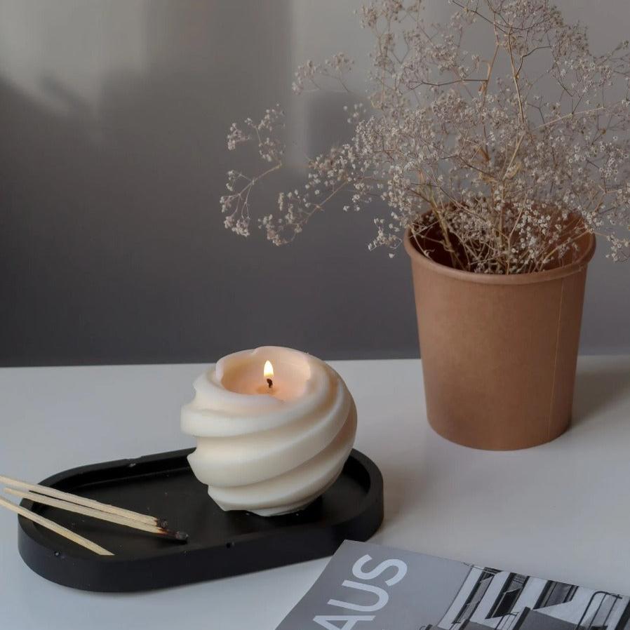 Large sphere candle | Swirl candle | Minimalist coffee table decor