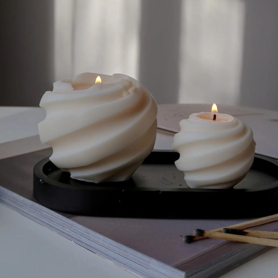 Large sphere candle | Swirl candle | Minimalist coffee table decor